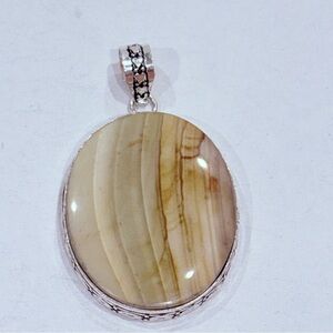 🆕 Natural Jasper Gemstone Big Pendant In Sterling Silver 🆕